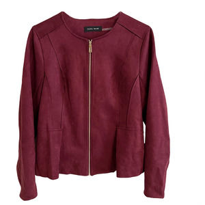 Ivanka Trump Burgundy Faux Suede Zip Front Jacket